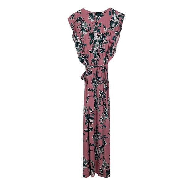 Splendid Faux Wrap Maxi Dress Pink Floral High Low Size Small - Picture 9 of 13